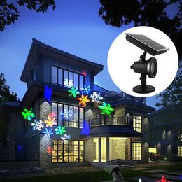 Projecteur de lumière de flocon de neige en mouvement Projecteur laser à LED à énergie solaire Lumière de scène de Noël étanche Lumières de scène de jardin extérieur Landscap212D