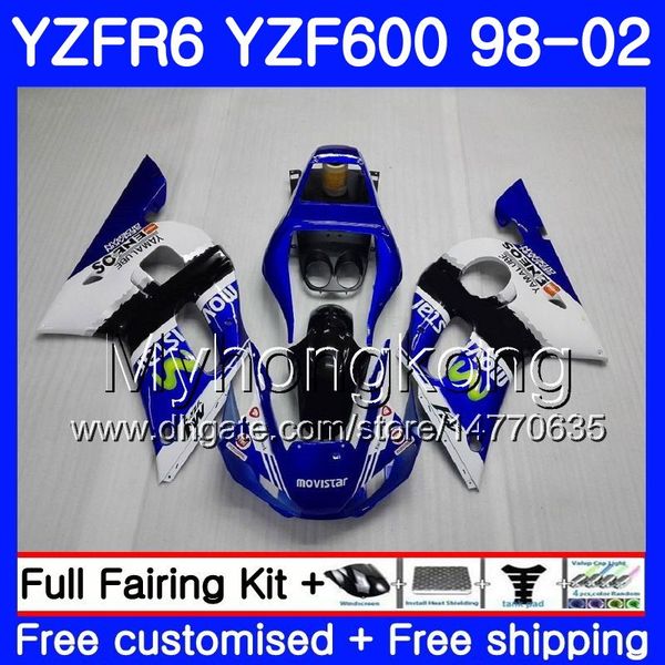 Movistar Blue Body For YAMAHA blanco YZF600 YZF R6 1998 1999 2000 2001 2002 230HM.47 YZF-R6 98 YZF 600 YZF-R600 YZFR6 98 99 00 01 02 Carenados