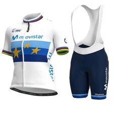 Movistar Cycling Clothing 2021 Pro Team Menwomen Summer Cycling Jersey Set Breeptable Courte à manches courtes Bicycle MTB Bib Bib 1714003