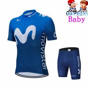 Movistar Kids Fluorescent Green Cycling Jersey Set Mountain Véciol Vêtements Sportswear Racing Children Bicycle Clothing Cycling Kit 240508