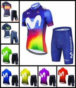 Movistar Team Cycling Sleeves Jersey Summer Mountain Bike Kit de vélo respirant Quickdry Men Racing Shirts Shorts SetS H051201941352671472