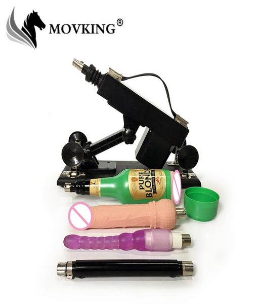 MOVKING Ametralladora sexual retráctil automática con copa de vagina y consolador anal Máquinas sexuales con pistola de amor para mujeres y hombres Y1910221683736