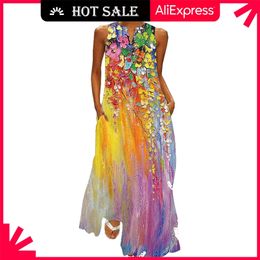 Movokaka zomer lange jurk elegante gewaad party mouwloze e casual sundress vintage maxi es voor 210623