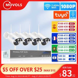 MOVOLS H.265 Sistema CCTV inalámbrico 8CH 1080P Tuya NVR 2MP Cámara de seguridad IP Wifi impermeable para exteriores Kit de videovigilancia de audio HKD230812