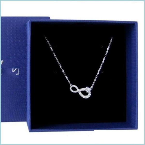 Mox0 Pendentif Colliers Bijoux De Luxe Chaîne Collier De Haute Qualité Classique Créateur De Mode pour Femmes Hommes Arc Infini Blanc Rhodium Plaque D