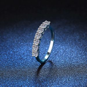 Tiffanyhsq Mozan BAGUE EN DIAMANT 925 femme en argent sterling T maison morsang pierre princesse sept rangées perceuse Jingqiang tremble argent chaud