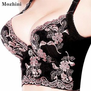 Mozhini Sexy Push Up Minimizer Dentelle Busty Bras Pour Femmes Sangle Réglable Underwire Mince Soutien-Gorge Sexy Perles Push Up Bras Gather LJ200821