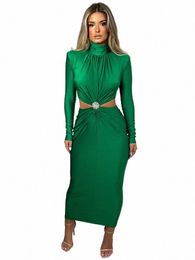 Mozisi Elegant Hollow Out Sexy Maxi Dr Voor Vrouwen Herfst Winter Nieuwe Coltrui Lg Mouw Bodyc Club Feestavond Dr Z1Fg #