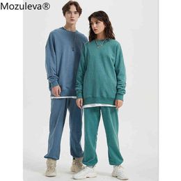 Mozuleva Hiver Épaissir Femmes Couple Sweats 100% Coton Surdimensionné Hoodies Ensembles Femme Chaud Pulls Veste Haute Qualité T220726