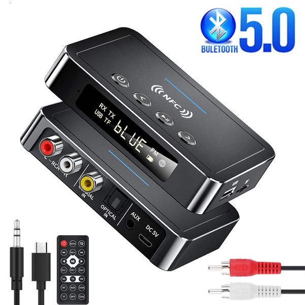 Adaptadores MP3 / 4 Bluetooth 5.0 Receptor Transmisor FM Estéreo AUX 3.5mm Jack RCA Óptico Inalámbrico Manos libres Llamada NFC Adaptador de audio Bluetooth TV 230701