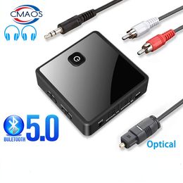 Adaptadores MP3 / 4 Bluetooth 5.0 Transmisor Receptor Baja latencia 3.5mm AUX Jack Estéreo óptico Música Adaptador de audio inalámbrico para PC TV Altavoz de automóvil 230701