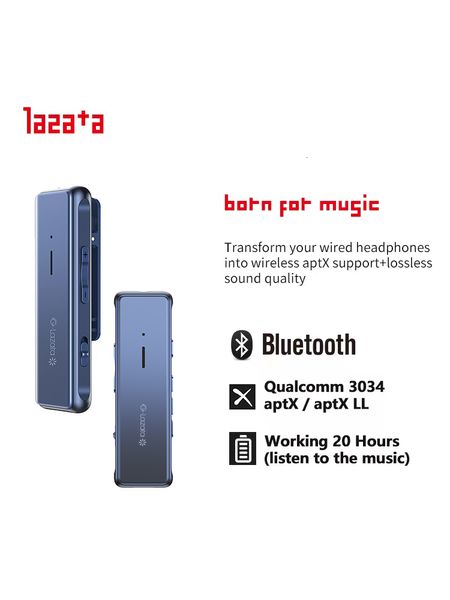 Adaptadores MP3 / 4 Lazata Receptor Bluetooth Adaptador de audio con MIC 5.1 aptX LL 3.5mm AUX Auriculares inalámbricos Juego Música Tipo C Carga 230701