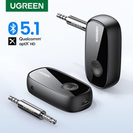 Adaptadores MP3 / 4 UGREEN Receptor Bluetooth 5.1 aptX HD 3.5mm AUX Jack Audio Adaptador inalámbrico para PC de automóvil Auriculares Mic 3.5 Receptor Bluetooth 5.0 230701