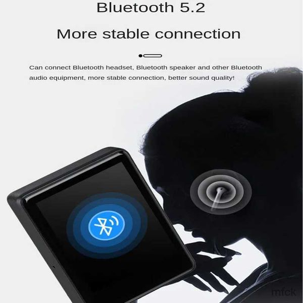 Lecteurs MP3 MP4 2,4 pouces écran tactile complet Bluetooth 5.2 lecteur de musique MP4 baladeur audio réveil MP3 haut-parleur intégré enregistrement de réduction du bruit