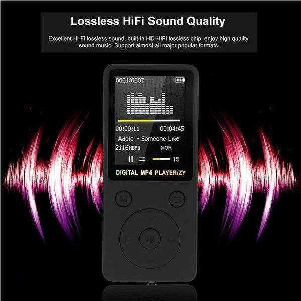 Lecteurs MP3 MP4 Lecteur audio Regarder des films Lecteur de carte MP4 à piles Appareil électronique à économie d'énergie Lecteurs de musique Noir