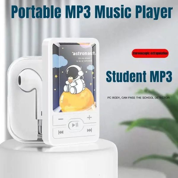 Reproductores MP3 MP4 Reproductor de MP3 portátil Walkman para estudiantes Tarjeta deportiva de dibujos animados simple con memoria Batería pequeña y súper larga de duración Patrón lindo 231117
