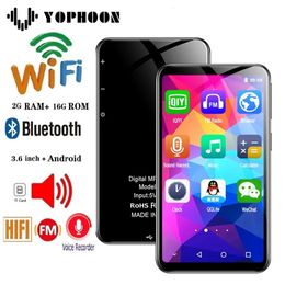Reproductores MP3 MP4 Yophoon Wifi Reproductor Bluetooth 16GB Pantalla táctil de 36 pulgadas Android Walkman portátil Hifi Música sin pérdidas Video Tarjeta MP3 231030