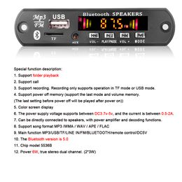 Carte de décodeur de lecteur MP3 Bluetooth 5.0 6W 50W Amplificateur Handsfree Car FM Radio Module Prise en charge des enregistreurs USB AUX USB 5V 12V 18V