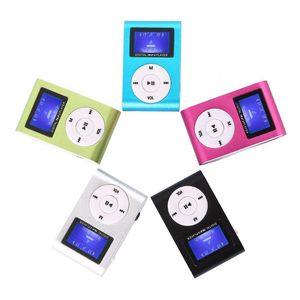 MP3-speler Mini Metalen Clip Draagbare Audio LCD-scherm FM-radio Ondersteuning Micro SD TF-kaart LETTORE met Oortelefoon USB-kabel