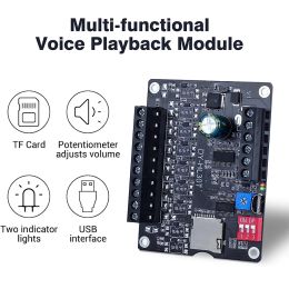 Moth Voice Player Module Playback Broadcast Broadcast 30W 60W Music High Power Amplificateur DC9-24V Biult-In Storage TF Carte pour Arduino