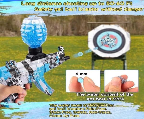 Bola de agua de gel de juguete de pistola eléctrica MP5 con 5000 piezas de disparo de disparos Pistola Blaster CS Fighting Outdoor Game para niños Adult Red4153654