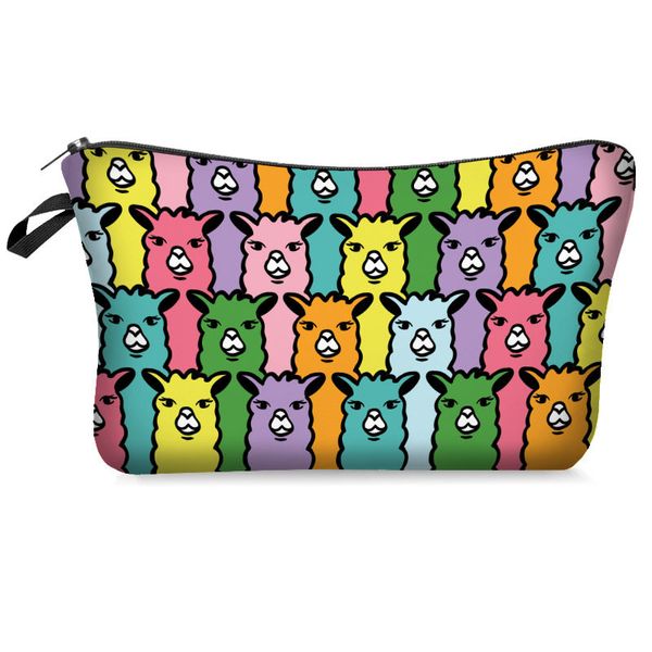 MPB008 encantadora alpaca girl bolso de mano cosmético tela de nailon bolso de mano bolsas de lavado elegante cremallera pequeña bolsa entrega gratuita impresión 3D