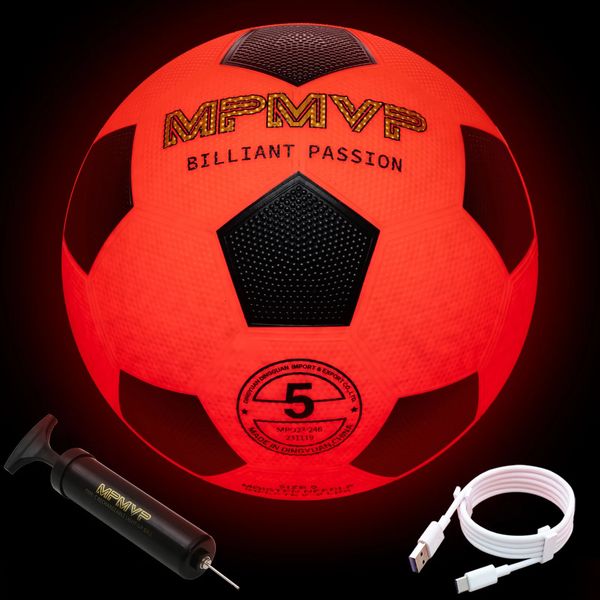 MPMVP Light Up Soccer Ball Glow in the Dark USB Regal de tamaño oficial recargable envuelto para niños adolescentes para niños Jóvenes 240402