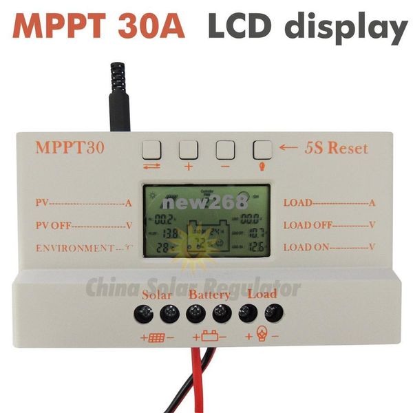 Envío gratuito MPPT 30A controlador de carga solar 5V Cargador USB 12V 24V Panel solar Batería LCD Cargador Controlador trabajo automático mppt 30 30Amps