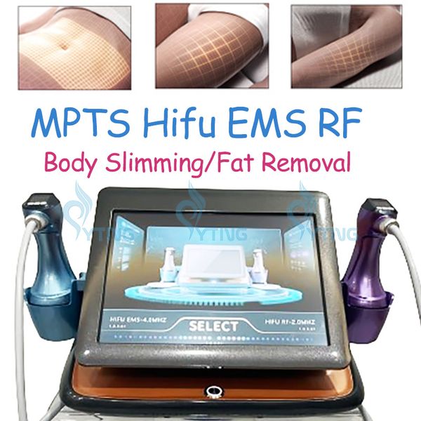 MPTS Hifu EMS RF, ultrasons focalisés de haute intensité, réduction de la Cellulite, fonte des graisses, élimination des graisses de l'estomac, Machine amincissante pour le corps
