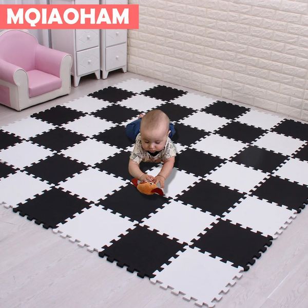 MQIAOHAM Baby EVA Foam Play Puzzle Mat Blanco y negro entrelazado Ejercicio Azulejos Piso Alfombra y alfombra para niños Pad 240314
