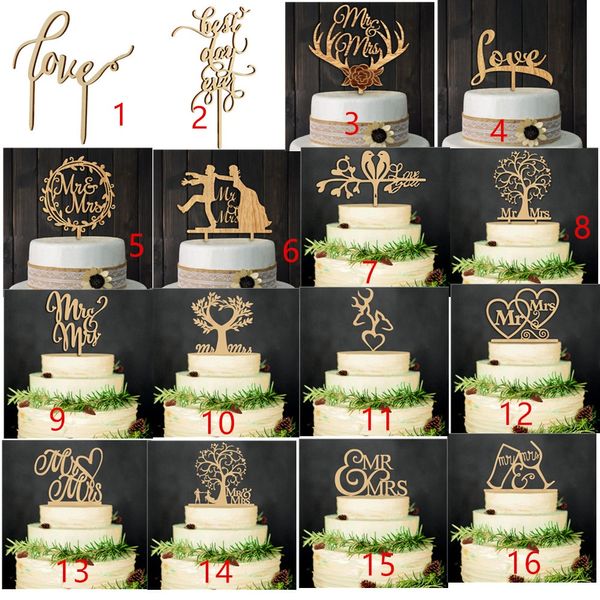 \ M. et Mme \ Antique rustique gâteau de mariage Topper lettres en bois découpées au Laser décorations de gâteau de mariage faveurs fournitures cadeaux de fiançailles