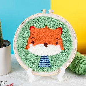 Mr Fox Poke borduurwerk wollen garen kunstwerk kit punch naald diy materiaalpakket voor schoolstudenten handwerk klasse activiteit