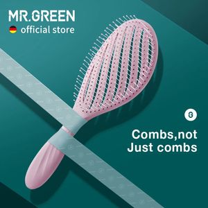 MR.GREEN – brosse à cheveux ajourée, peigne de Massage du cuir chevelu, démêlant, séchage rapide, outil démêlant, cheveux secs et bouclés, 240102