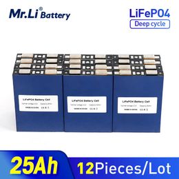 Mr.Li 12 pièces 3.2V 25Ah LiFePO4 cellule de batterie 25000mAh Lithium fer phosphate cycles profonds pour bricolage 12V 24V 36V 48V chariot de golf