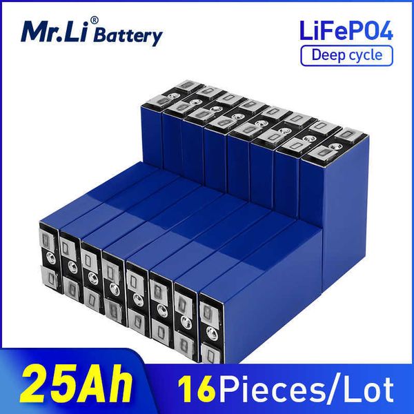 Mr.Li 3.2V 25Ah lifepo4 cellule de batterie 16pcs batterie rechargeable Utilisé dans les véhicules électriques à basse vitesse solaire UPS EU US TAX FREE