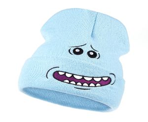 Mr meeseeks chapéus de malha inverno anime bonés quentes desenhos animados beleza gorro esporte ao ar livre esqui malha chapéus Skullie4567495