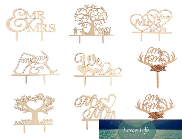 Mr Mrs Cake Topper DIY Wedding Cake Topper Letras de madera cortadas con láser Decoraciones para pasteles de boda Favores Suministros Regalos de compromiso 7032067