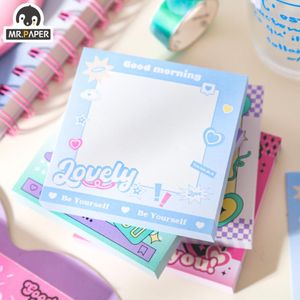 Mr.Paper 6 Style Cartoon Cute Note Pad Losse blad memo Memo Paper Plan Boek School Supplies Office Koreaans briefpapier