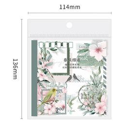 Mr. Paper Light Retro Floral Sticker Book Four Seasons The Seasons Double Material Handbook Backing Decal Stationery 20pcs / livre