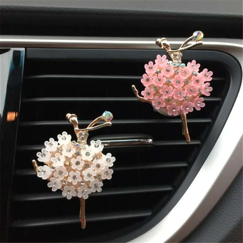 MR TEA Flower series Ballet Girlt Air Freshener Car Styling Solid Fragrance Beautiful Vent Perfume clips for Girls gifts