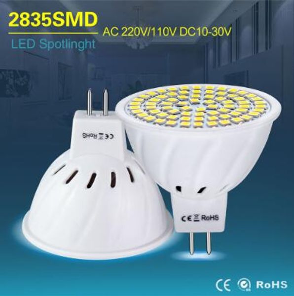 MR16 Led 12V Projecteur MR 16 LED Ampoule Lampe 220V 110V Lumières DC 10-30V GU5.3 SMD 2835 Blanc Froid Blanc Chaud Lampada