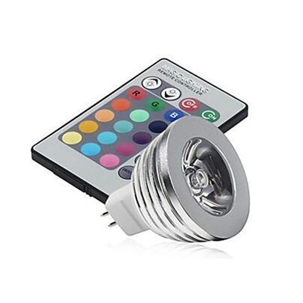 MR16 RGB LED Spotlight 12V Cambio de color Lámpara de bombilla LED de 3W con control remoto IR de 24 teclas Envío gratis
