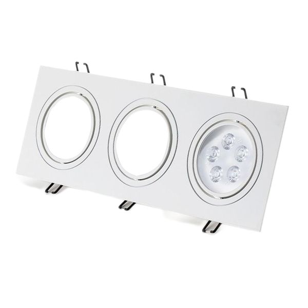 MR16 Accesorios de iluminación puntual Portavasos Coche Aluminio cabeza única cuadrado GU10 soporte de luz plata cepillada material grueso anillo de cara ajustable Ángulo crestech