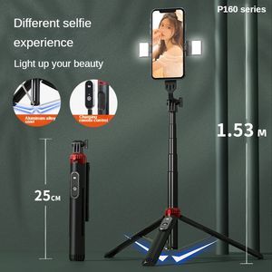 MREMOTE Draadloze Bluetooth Selfie Stick 15 met dubbel vullicht Opvouwbaar statief voor actiecamera's Smartphone 240309