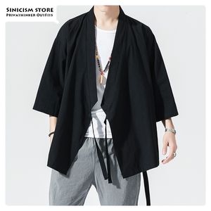 MrGoldenBowl Store Hommes Style chinois Oversize Vintage Vestes 2020 Hommes Open Stitch Kimono Veste Vêtements Homme Automne Noir Manteau LJ201013