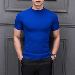 MRMT 2021 Gloednieuwe Herfst Heren Trui Pure Color Semi-High Collar Breien Voor Man Half-mouwen Sweaters Tops Y0907