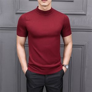 MRMT marque automne hommes pull couleur Pure col Semi-haut tricot pour homme demi manches chandails hauts 220819