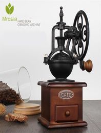 Manual MROSAA Café molido de café antiguo sal sal de hierro de hierro molido de manivela granos de café molino de semillas de tuerca con configuración de rutina T4423758