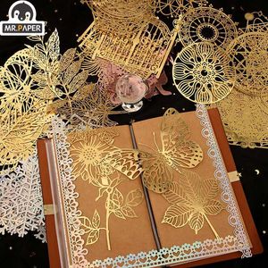 MrPaper Styles PcsBag Vintage Hollow Bronzing Cardstock Paper Aesthetic Hand Account Decorative Material Paper Products