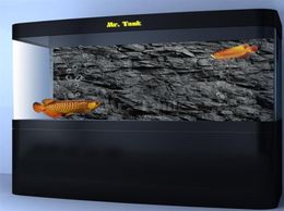 MRTANK 3D EFFECT Zwarte textuur Aquarium Achtergrond Poster HD Rock Stone Selfadhesive Fish Tank Backdrop Decoraties Y2009179119109